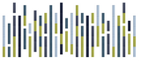 Stacked bar chart with vertical columns in dark blue, light blue, and olive green segments representing data categories.