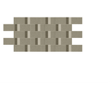 Staggered rectangular tiles in taupe and cream with varied stripe patterns arranged in offset horizontal rows.