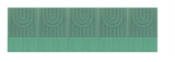 Green wainscoting design with vertical panels and arch motifs in two-tone coloring.