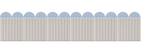 Beige rectangular panel with vertical stripe pattern and blue semicircular shapes along top edge.