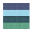 Color swatch palette with horizontal bands in navy blue, light blue, teal, and sage green, each divided into eight squares.