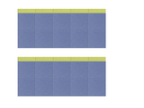Two blue pinboards with yellow trim and grid pattern dividers for organizing notes and items.