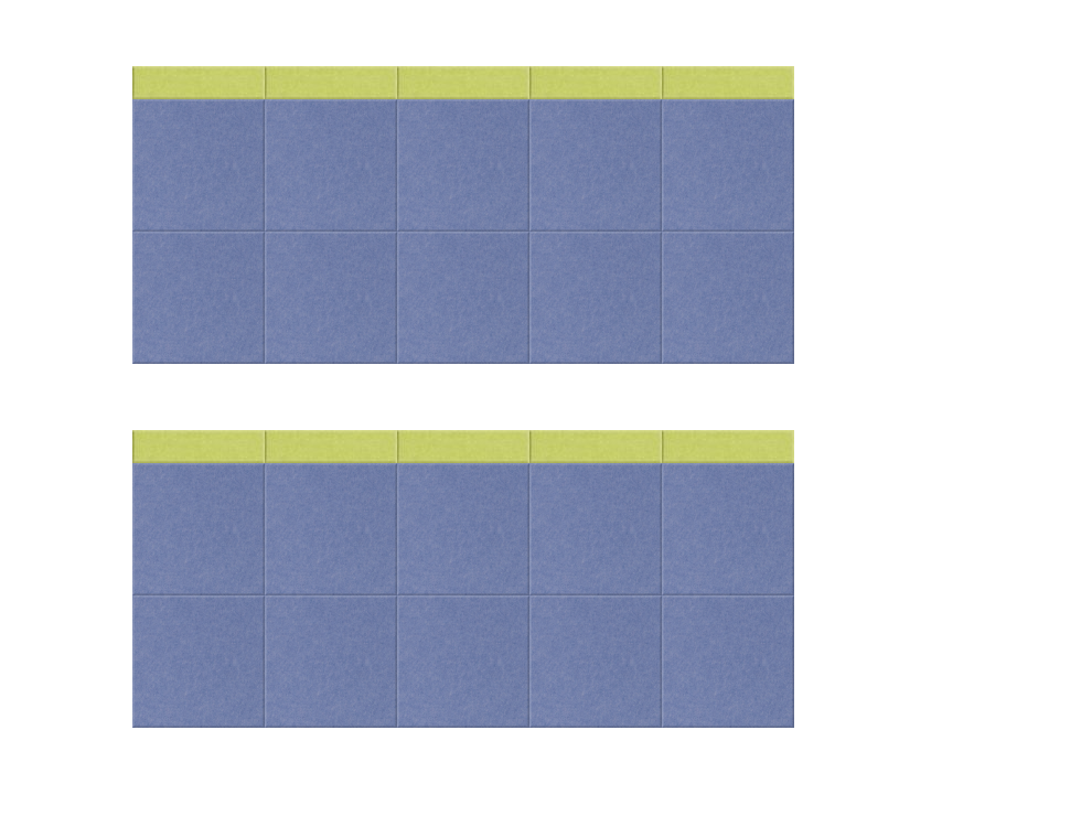 Two blue pinboards with yellow trim and grid pattern dividers for organizing notes and items.