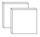 Two white cubic 3D blocks overlapping at an angle.