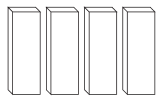 Four tall rectangular 3D blocks arranged in a row, shown in outline form.
