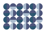 Geometric pattern of blue and teal circles arranged in a 6x4 grid with divided color sections.