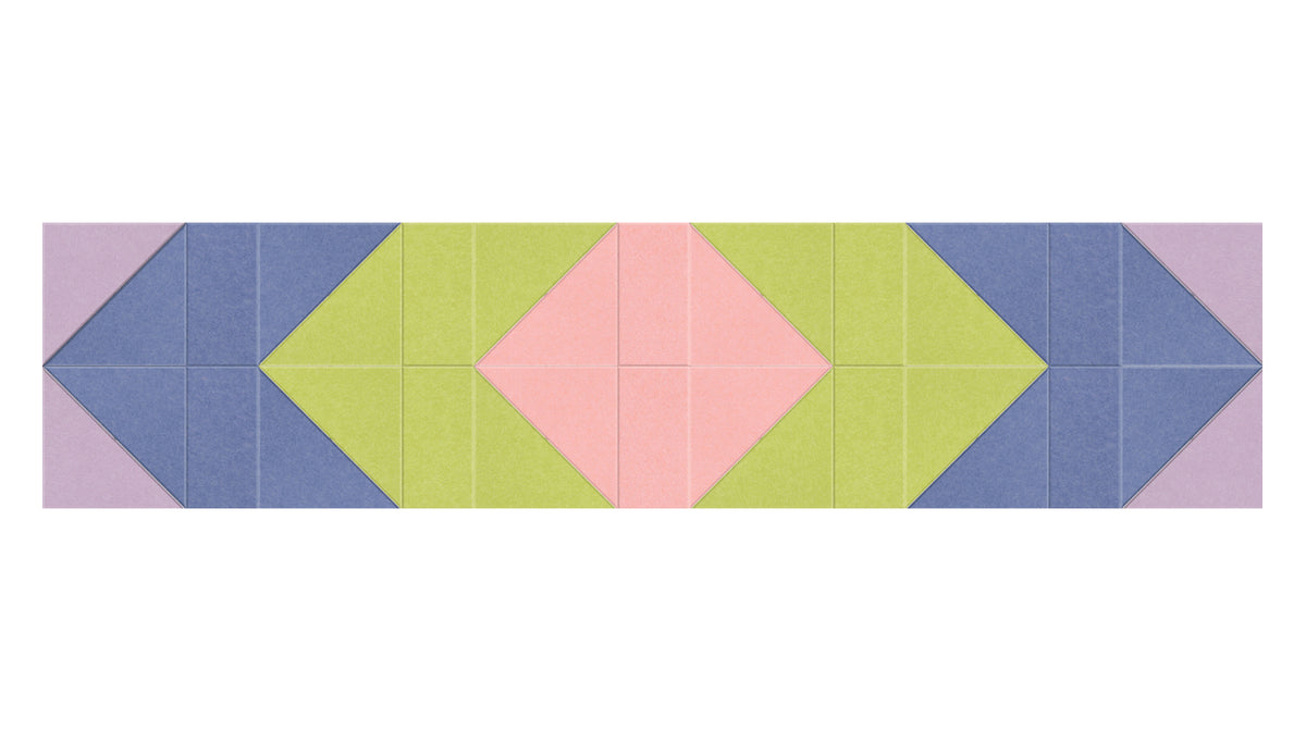 A Felt Right wall art design sound dampening in shades of green, pink, and blue.