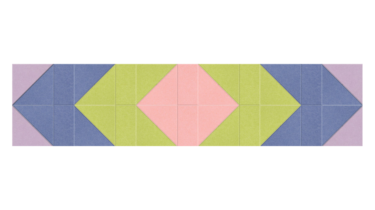 A Felt Right wall art design sound dampening in shades of green, pink, and blue.