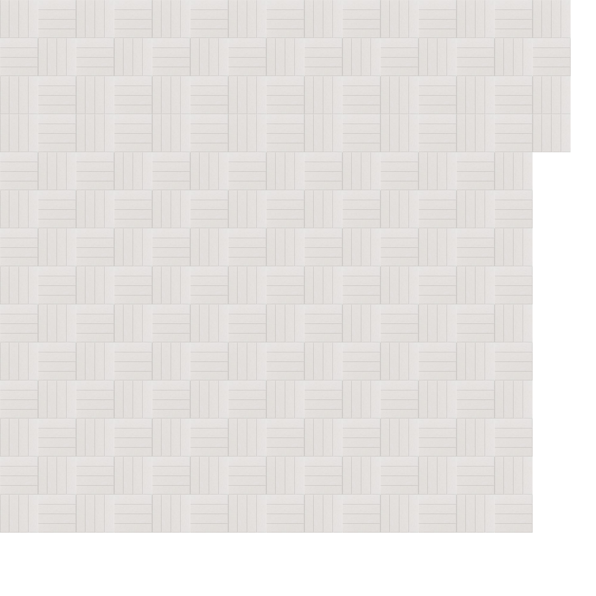 Beige and cream woven textile with interlocking geometric loch pattern.