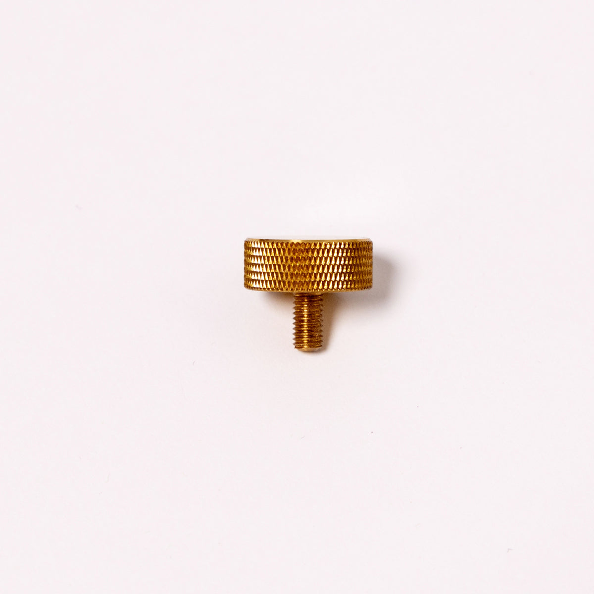 Brass knurled thumb screw, side view