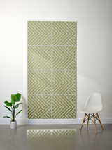 Sage green felt sheet with white engraved diagonal stripe pattern arranged in geometric sections.