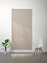 Tan felt sheet with white engraved chevron and diagonal line pattern in four quadrants.