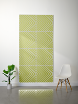 Large lime green felt sheet with white engraved diagonal chevron pattern in four sections.
