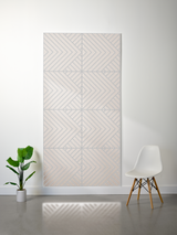Beige felt sheet with engraved geometric chevron pattern arranged in four quadrants.