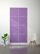 Purple and cream felt sheet with engraved geometric chevron pattern in four sections.