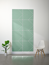 Rectangular felt sheet with layered green and white geometric chevron pattern in four quadrants.