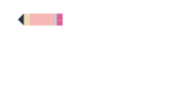 Pencil with black pointed tip, cream barrel, pink body, light blue band, and bright pink eraser.