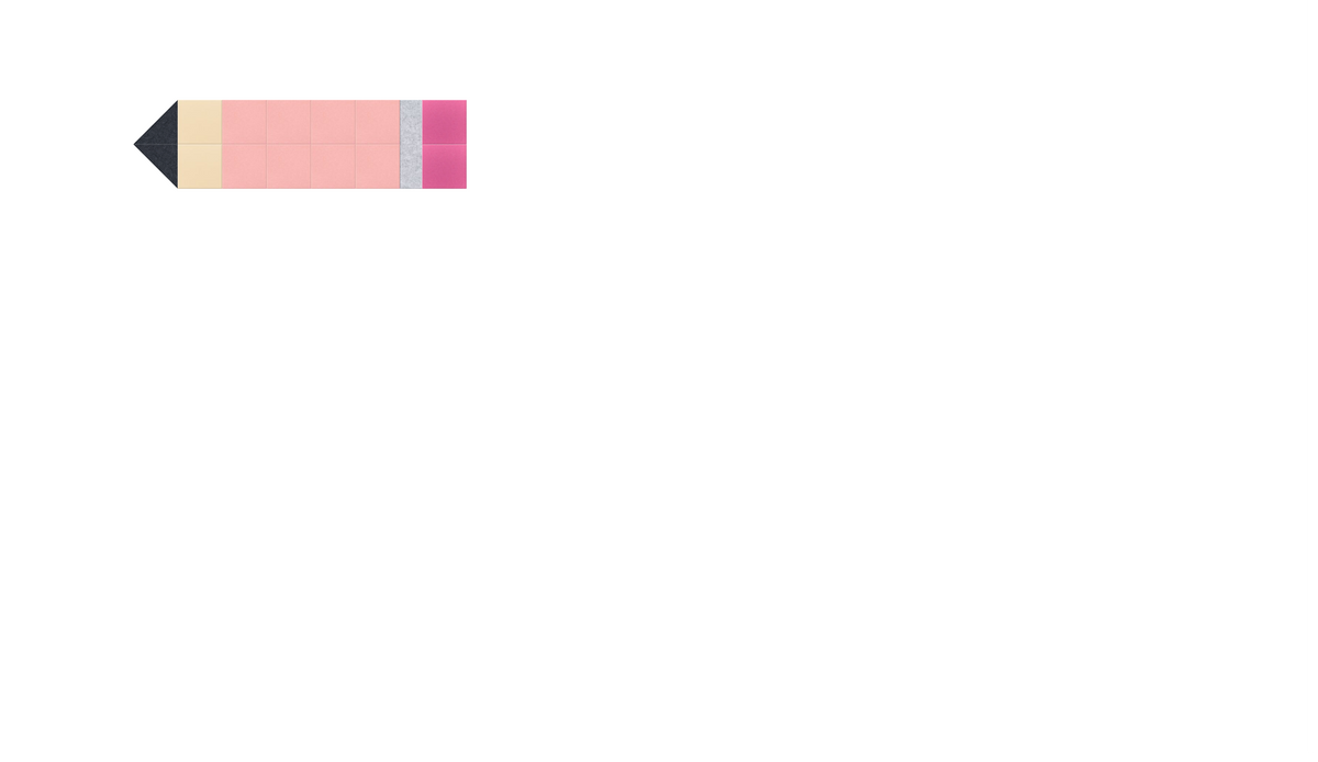 Pencil with black pointed tip, cream barrel, pink body, light blue band, and bright pink eraser.