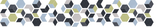 Repeating pattern of interlocking hexagons in blue, gray, black, and olive tones.