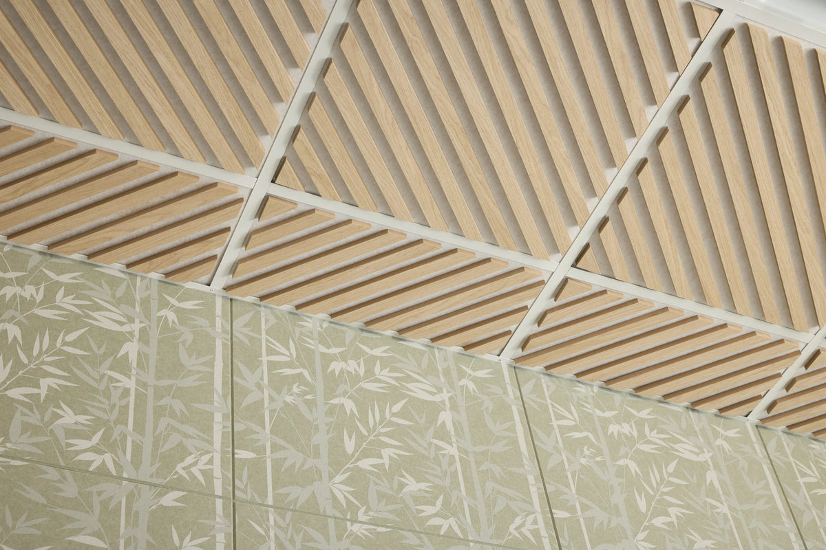 Acoustic Diagonal Wood Slat Ceiling Tiles