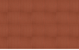 Terracotta tile flooring with vertical grout lines and repeating arch motif pattern.
