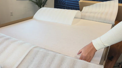 Video showing installation of acoustic suspended flat cloud baffles