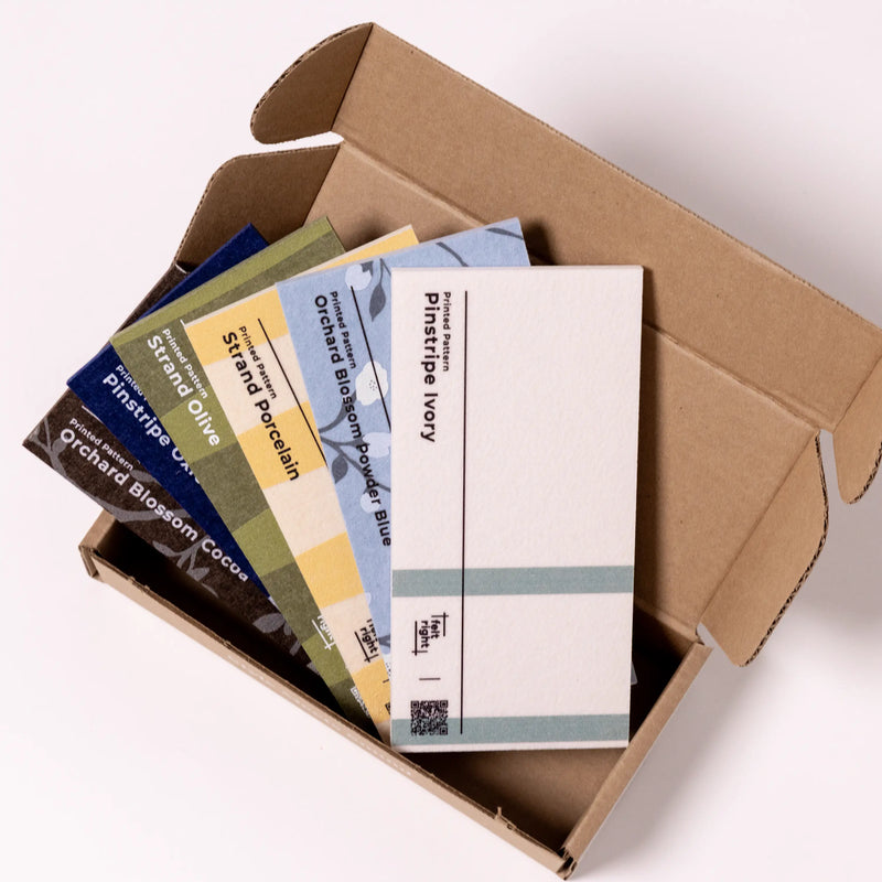 Pack of printed felt samples in box
