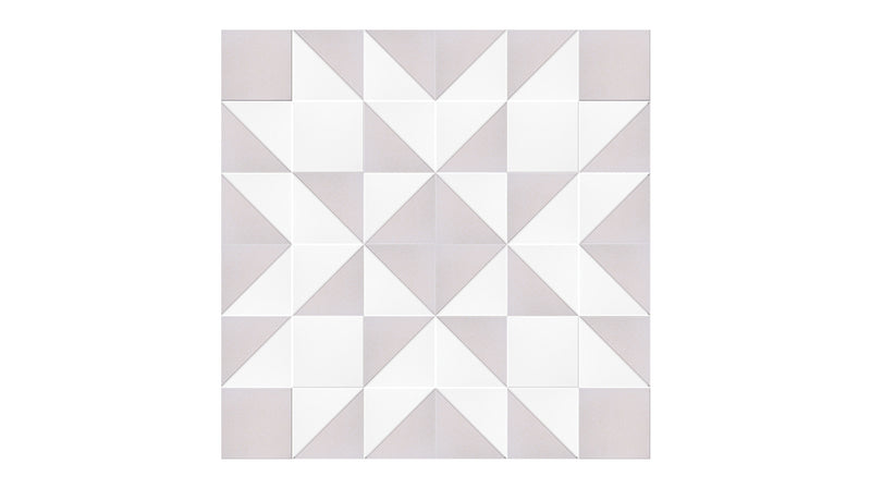 Felt Right Quilting Star quilt design wall in cream and white displayed in the bedroom or craft room