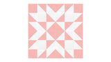 Felt Right Quilting Star Carnation quilt design wall in light pink and cream displayed in a bedroom or craft room