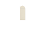 Cream-colored container with half-circle top and rectangular body with center seam line.