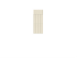 Light wood cabinet door with half lap joint at top and two vertical parallel panel sections below.
