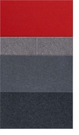 Red, gray, and dark blue color swatches stacked vertically showing fabric texture options.
