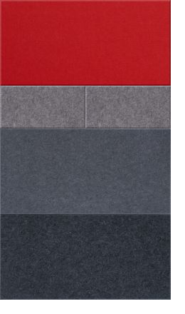Red, gray, and dark blue color swatches stacked vertically showing fabric texture options.