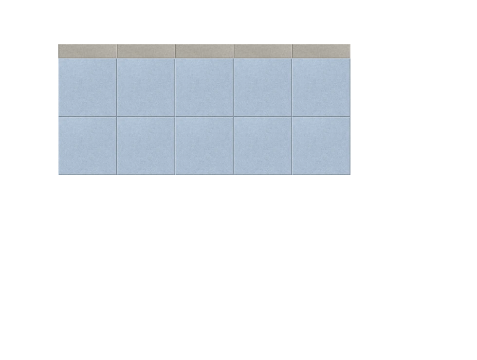 Grid of 10 light blue tiles with gray grout lines and beige border strip at top.