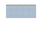 Grid of 10 light blue tiles with gray grout lines and beige border strip at top.
