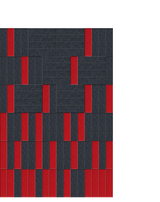 Charcoal and red geometric brick pattern textile with alternating vertical stripe design.