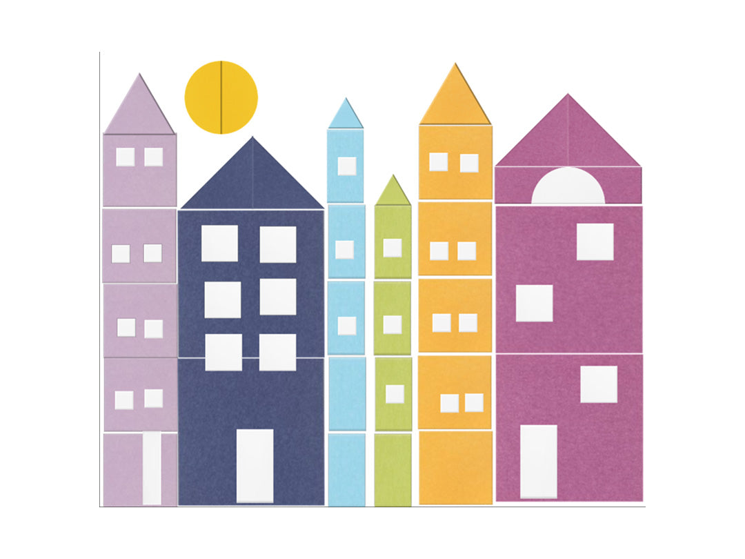 Colorful Storybook resembling houses on a white background