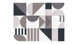 A Felt Right wall art design using half circles and stripes in shades of grey.