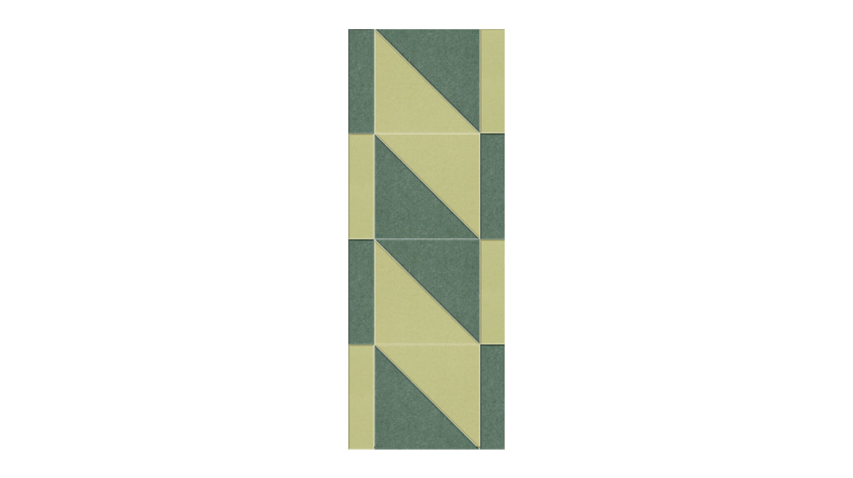 A Felt Right Wall design in a twist like pattern in shades of green.