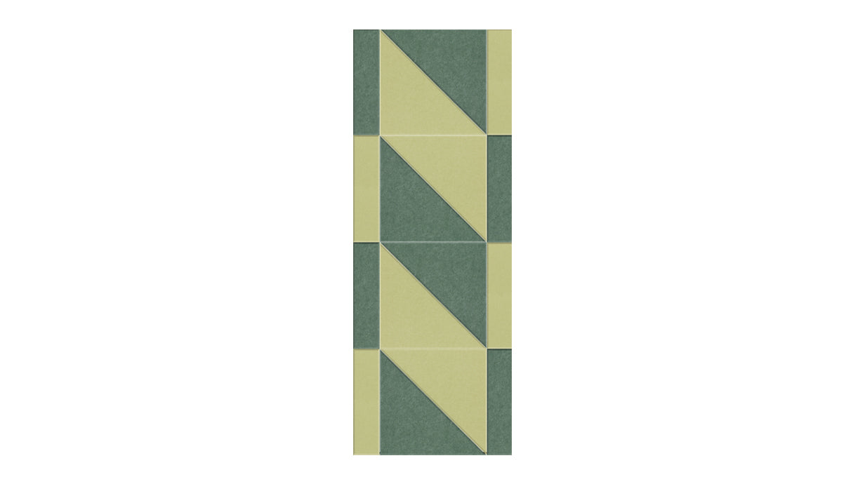 A Felt Right Wall design in a twist like pattern in shades of green.