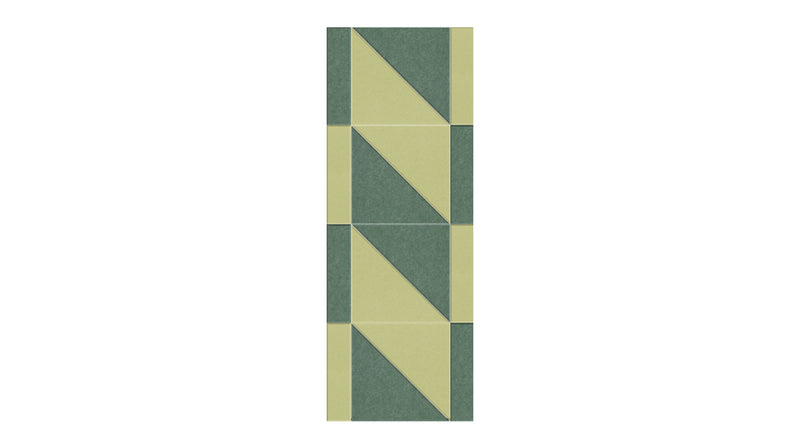 A Felt Right Wall design in a twist like pattern in shades of green.