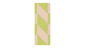 A Felt Right wall art design in green and cream in a geometric twist-like shape.