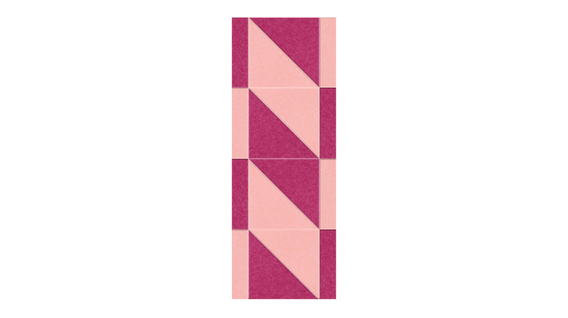 A Felt Right wall design in shade of pink going down in a twist pattern