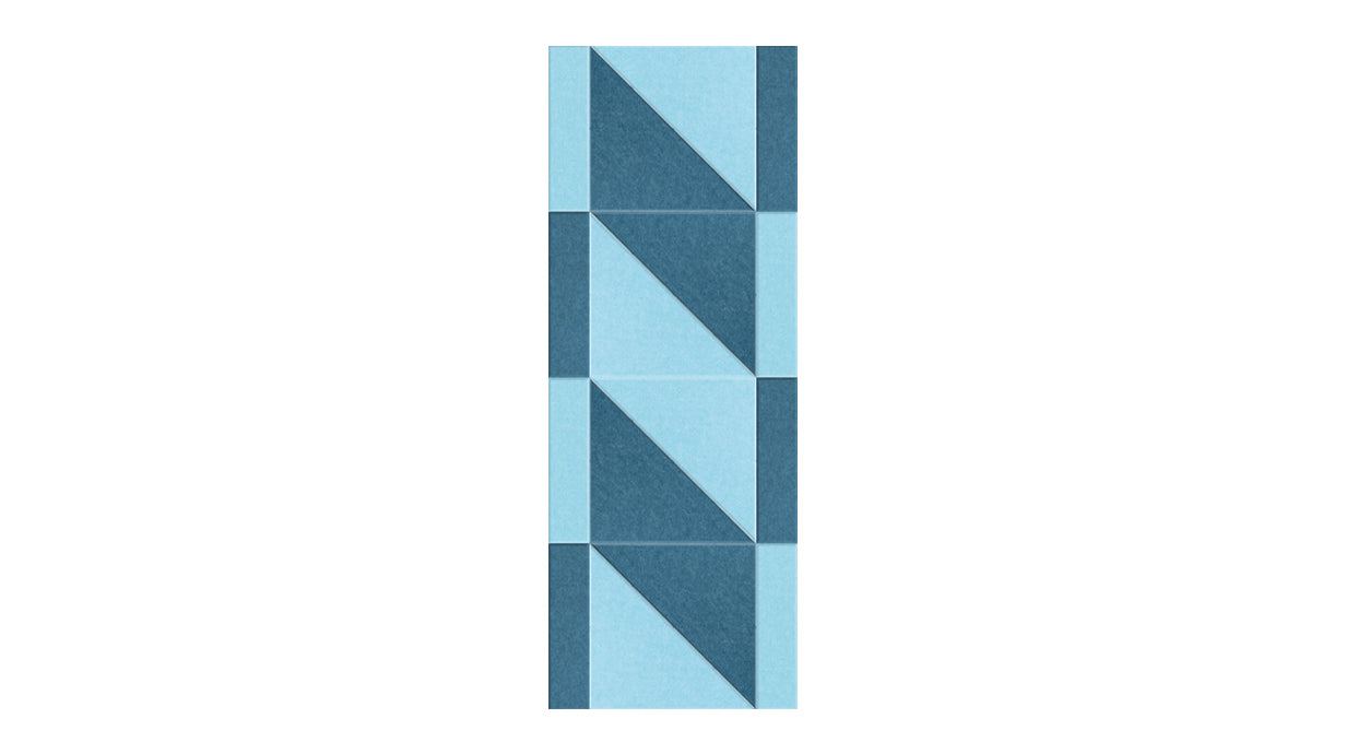 Felt Right wall art design in shades of blue making a twist like look