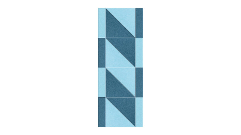 Felt Right wall art design in shades of blue making a twist like look