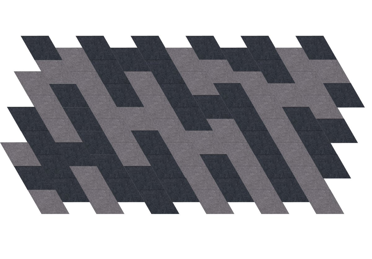Repeating pattern of alternating dark charcoal and medium gray parallelograms in diagonal arrangement.