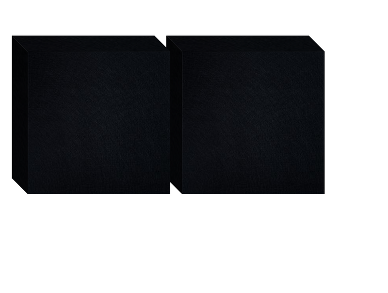 Two black rectangular blocks with beveled edges arranged side by side.