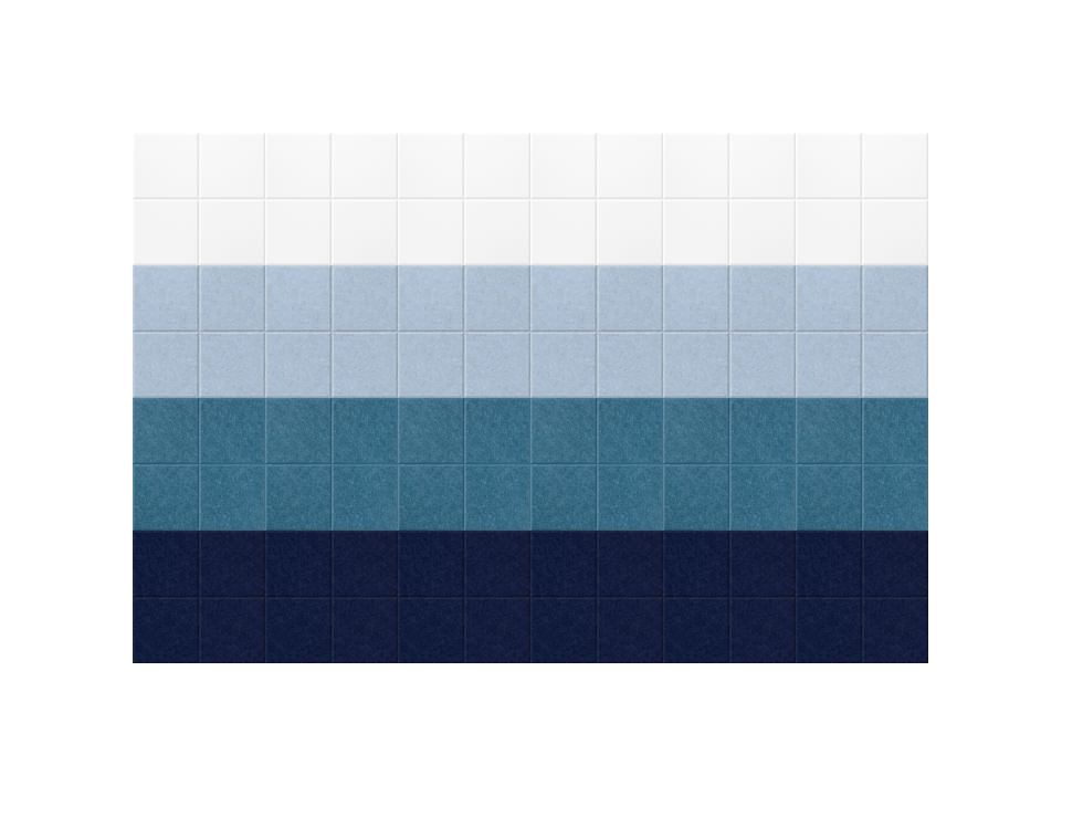 Horizontal color gradient swatch transitioning from white through light blue, teal, to dark navy blue in rectangular blocks.