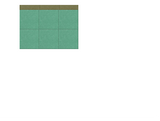 Pinboard with olive-green top section and turquoise main area divided into nine grid squares.