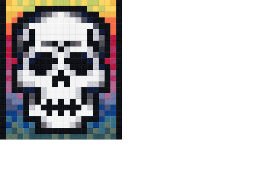 Pixel Rainbow Skull Design